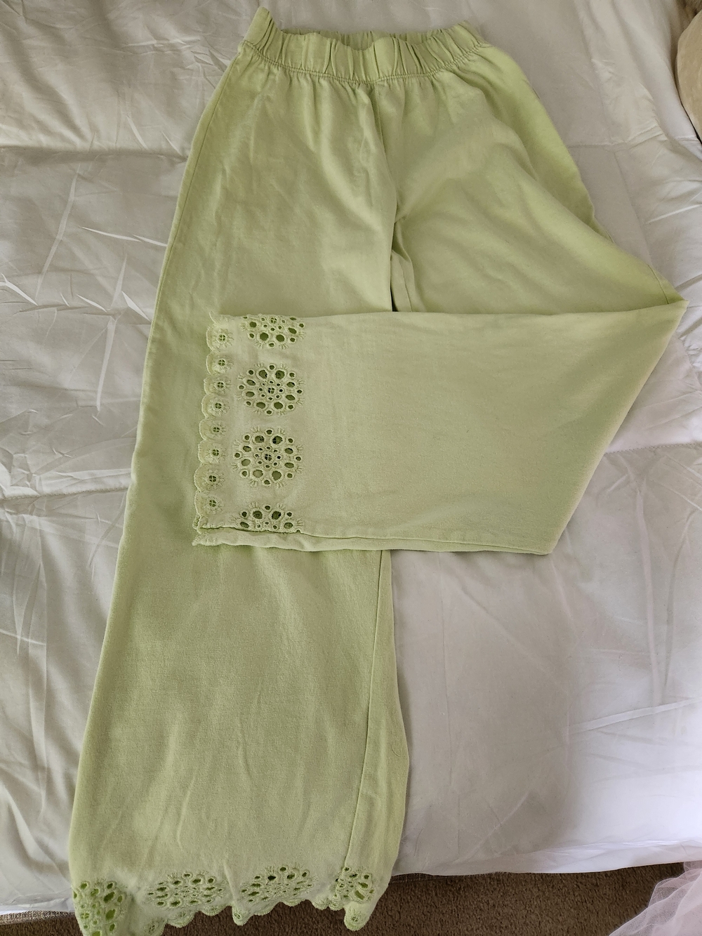 Zara Pastel Green Elastic Waist Wide Leg Pants